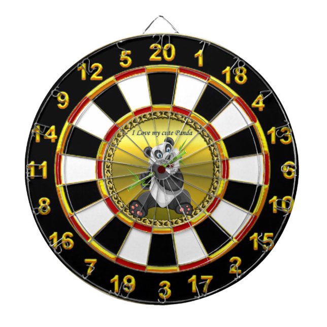 Cible De Fléchettes Ours panda mignon adorable mangeant l'arbre en (Devant)