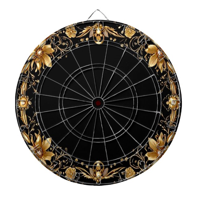 Cible De Fléchettes Panneau doré fleuri (Devant)