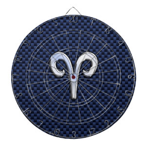 Cible De Fléchettes Panneau Zodiac Silver Aries Bleu Carbone Fibres Im