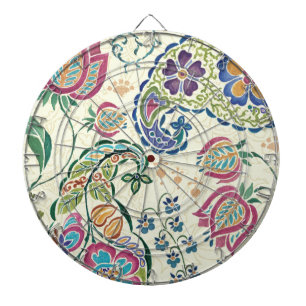 Cible De Fléchettes Paon décoratif et fleurs colorées