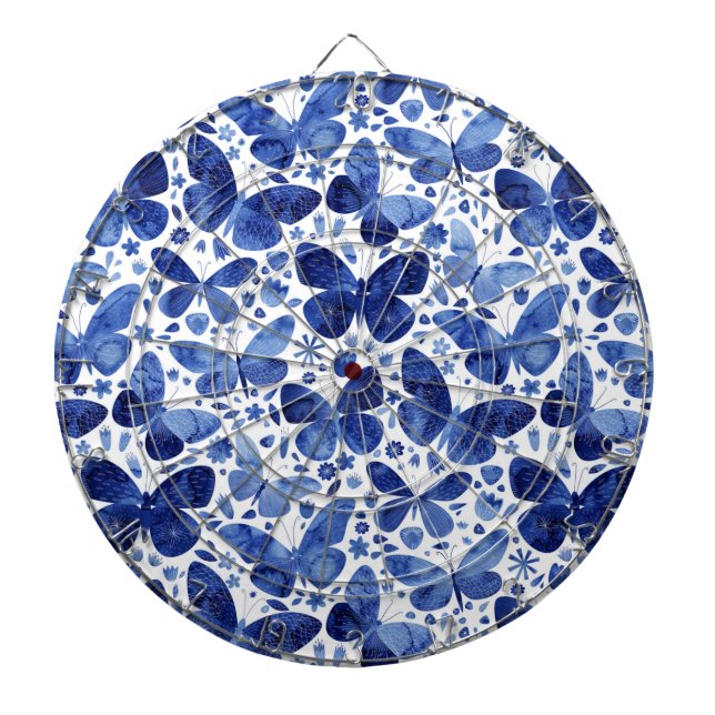 Cible De Fléchettes Papillons Aquarelle Bleu (Devant)