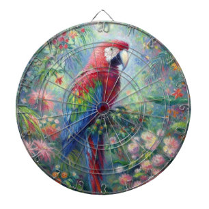 Cible De Fléchettes Perroquet Oiseau Jungle Floral Impressionnisme pei