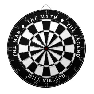 Cible De Fléchettes Personnalisé "L'homme, le mythe, la légende" Noir