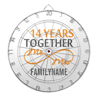 Cible De Fléchettes Personnalisé M. et Mme 14e anniversaire