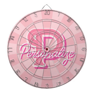 Cible De Fléchettes Personnaliser le nom et la lettre sur couleur rose