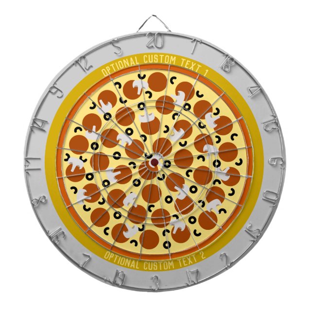 Cible De Fléchettes Pizza personnalisée | Pepperoni Olives Champignons (Devant)