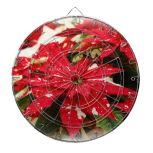 Cible De Fléchettes Poinsettias Florales Rouges et Blanches Festives