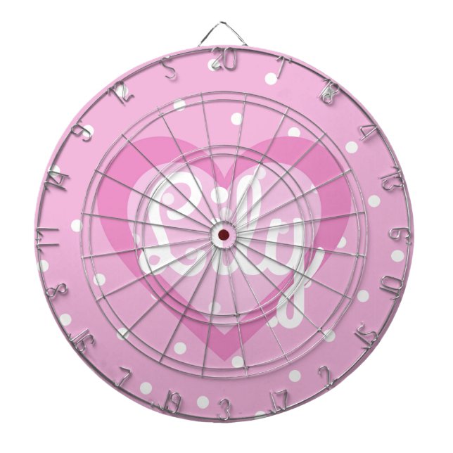 Cible De Fléchettes Point de polka personnalisable de coeur assez rose (Devant)