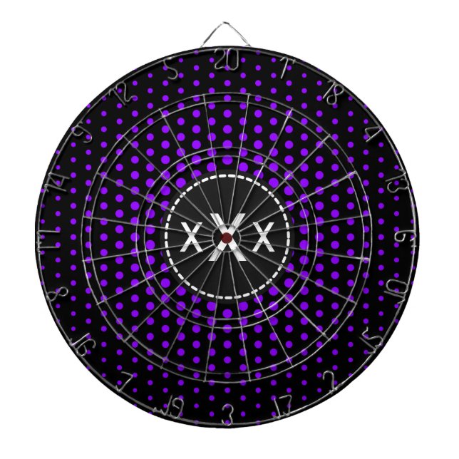 Cible De Fléchettes Points Techno Violet Monogramme moderne (Devant)