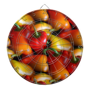 Cible De Fléchettes Poivrons rouges et jaunes Tableau noir