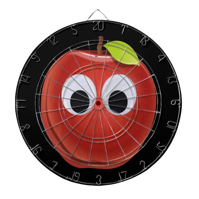 Cible De Fléchettes Pomme rouge drôle avec yeux de googly (Devant)