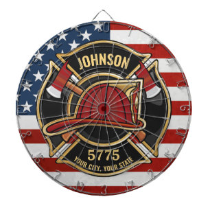 Cible De Fléchettes Pompier Secourt incendie Département USA Drapeau 