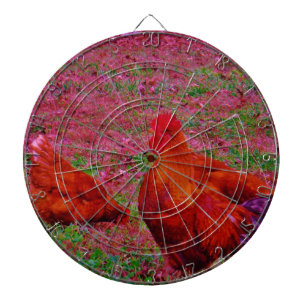 Cible De Fléchettes Poules Brown dans l'herbe violette