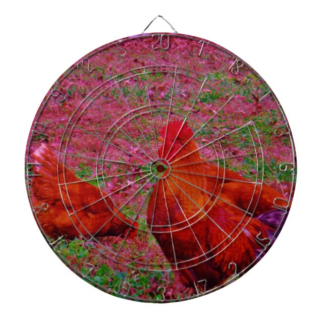 Cible De Fléchettes Poules Brown dans l'herbe violette (Devant)