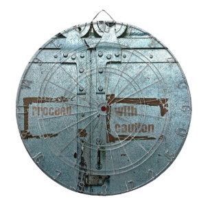 Cible De Fléchettes Procéder avec prudence porte industrielle bleu gri