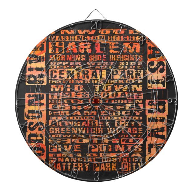 Cible De Fléchettes Quartiers de NYC Orange (Devant)