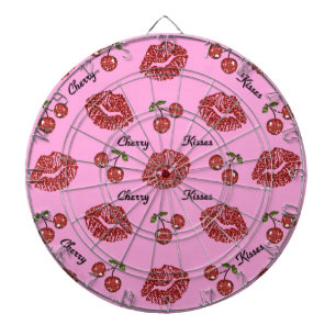Cible De Fléchettes RAB Rockabilly Cherry Kisses on Pink