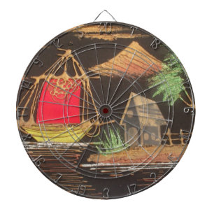 Cible De Fléchettes Red Sailboat Paysage peinture à l'huile Imprimer