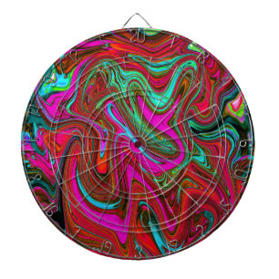 Cible De Fléchettes Retro Super Magenta, Rouge et Bleu Art Abstrait
