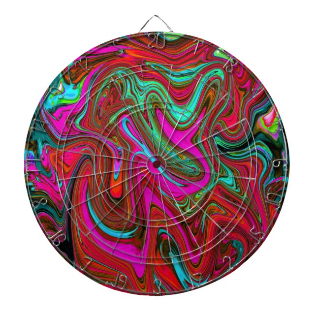 Cible De Fléchettes Retro Super Magenta, Rouge et Bleu Art Abstrait (Devant)