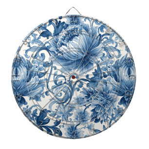 Cible De Fléchettes Rêves bleus   Chinoiserie Florale Aquarelle