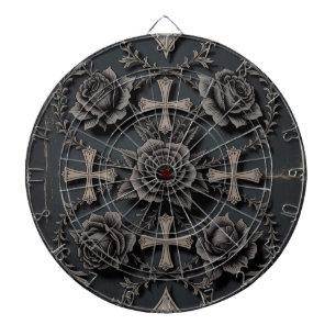 Cible De Fléchettes Rose et Croix d'Art Gothique Vintage