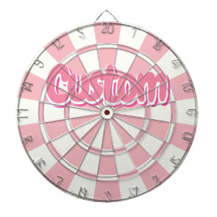 Cible De Fléchettes Rose Pâle et Texte Personnalisable Blanc