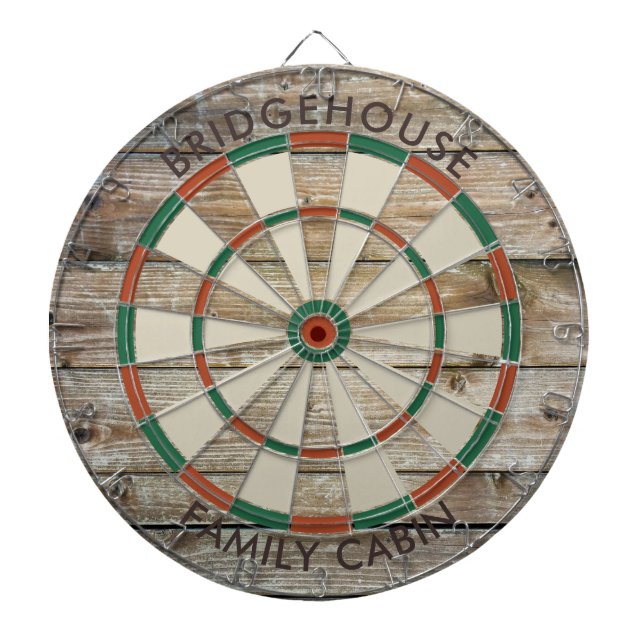 Cible De Fléchettes Rustique Look Bois Famille Jeux Salle Personnalisé (Devant)