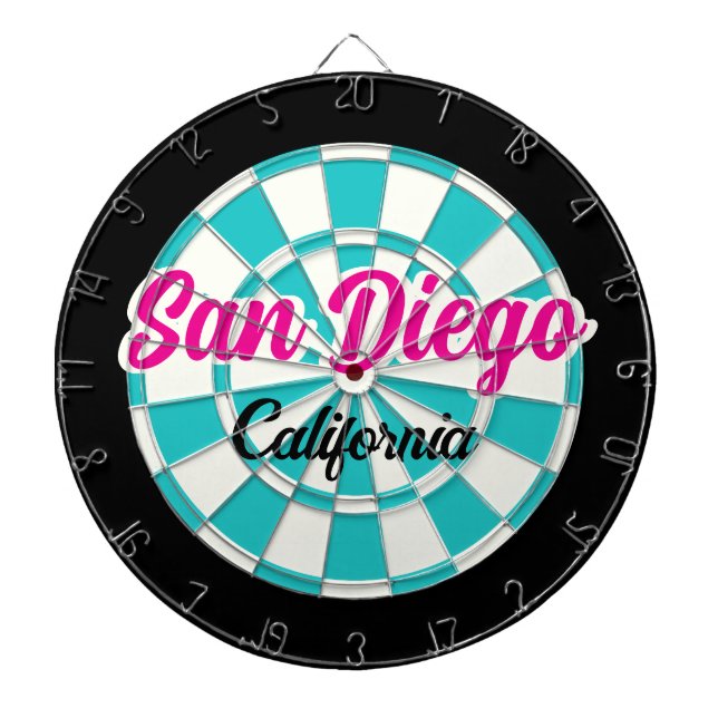 Cible De Fléchettes San Diego CA Hot Pink Turquoise White Black (Devant)