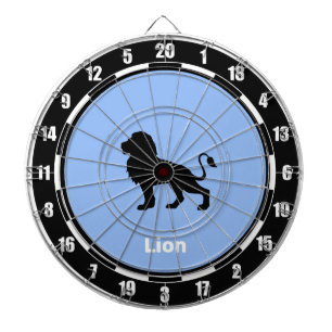 Cible De Fléchettes Silhouette de lion personnalisée sur fond bleu cla