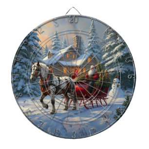 Cible De Fléchettes Sleigh Père Noël à cheval de Noël