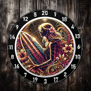 Cible De Fléchettes Soleil doré surfer avec Neon Glow