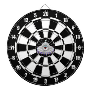 Cible De Fléchettes Soucoupe volante personnalisée en noir et blanc