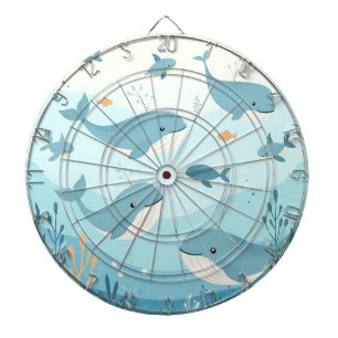 Cible De Fléchettes Sous la mer Baleines et poissons enfants