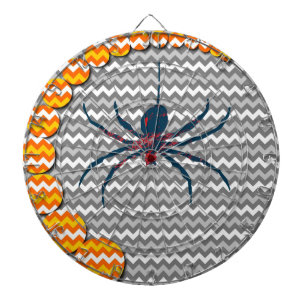 Cible De Fléchettes Spider sur Grey Chevron Zigzag Motif