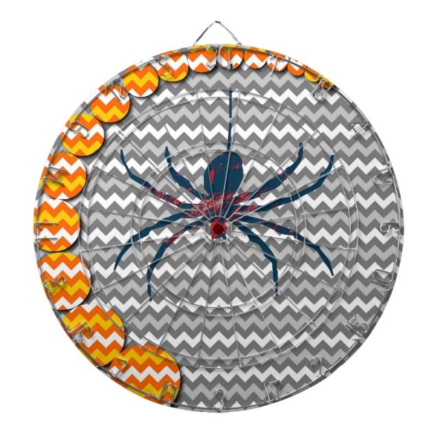 Cible De Fléchettes Spider sur Grey Chevron Zigzag Motif (Devant)