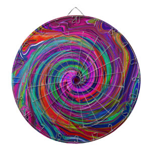 Cible De Fléchettes Super Abstrait Retro Magenta Dark Rainbow Swirl
