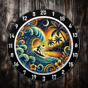 Cible De Fléchettes Surfeur coloré dans les Vibes tropicales