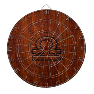 Cible De Fléchettes Symbole de la Libra Zodiac sur l'acajou