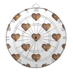 Cible De Fléchettes Symétrique Grand coeur en bois Brown rustique