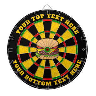 Cible De Fléchettes Tableau de bord Cheeseburger avec texte personnali