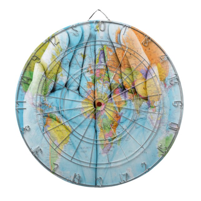 Cible De Fléchettes Tableau de bord du monde en main (Devant)