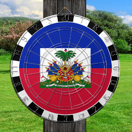 Cible De Fléchettes Tableau de bord Haïti et drapeau haïtien / plateau
