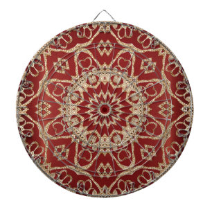 Cible De Fléchettes Tableau moderne doré rouge à motif floral