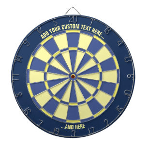 Cible De Fléchettes Tableau noir bleu et jaune avec texte personnalisé