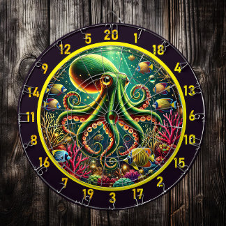 Cible De Fléchettes Tableau noir céleste d'octopus