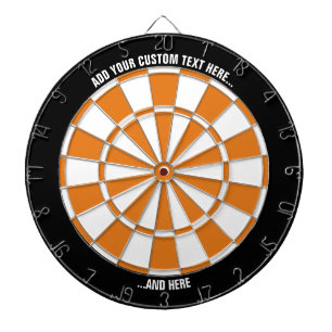Cible De Fléchettes Tableau noir et orange avec texte personnalisé
