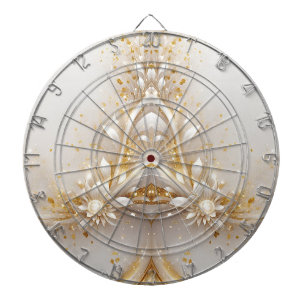 Cible De Fléchettes Tableau noir floral or blanc
