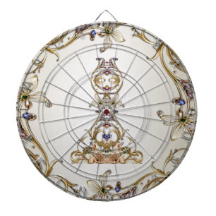 Cible De Fléchettes Tableau noir floral or blanc