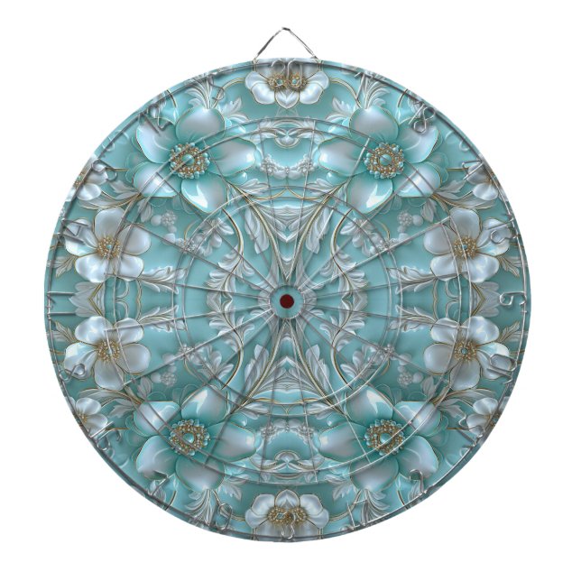 Cible De Fléchettes Tableau turquoise floral (Devant)